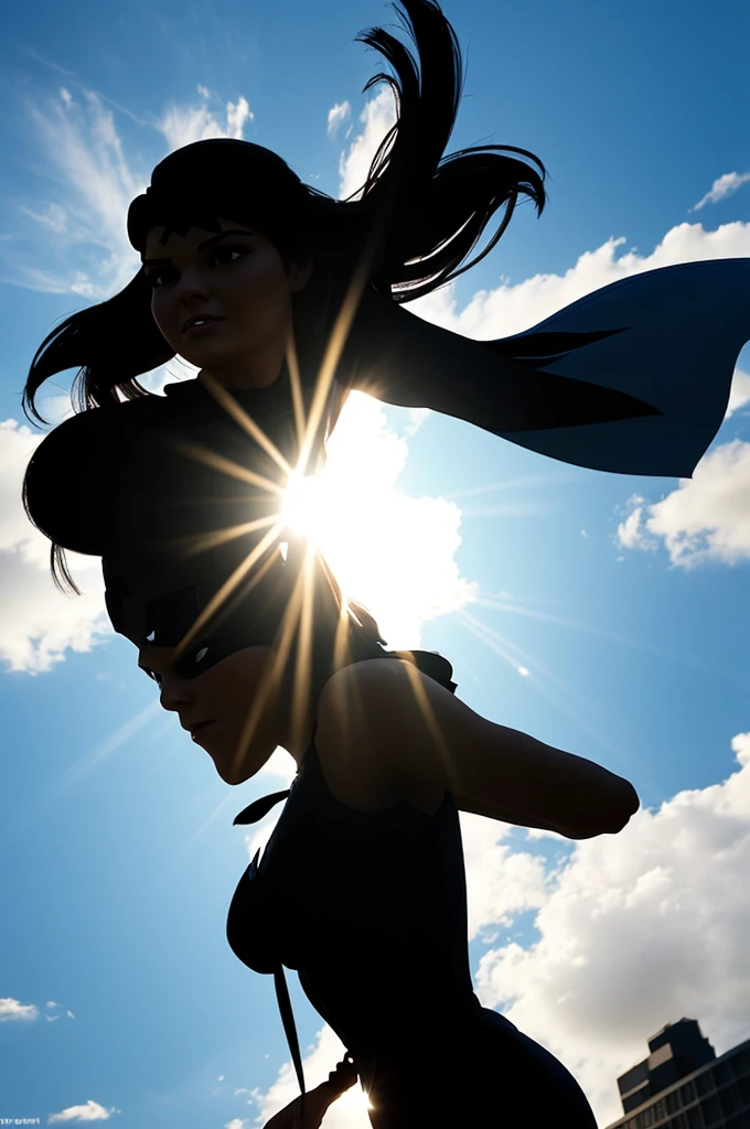 Create a very easy animated white silhouette of a very animated superhero