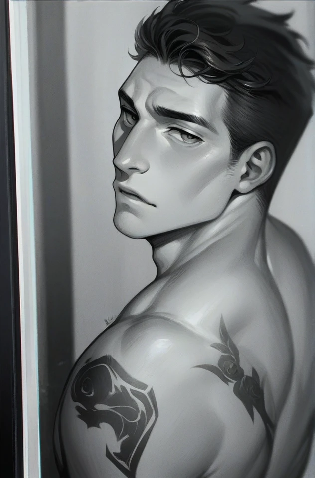 Beautiful man, perfect back, Detailed nose, HD quality, digital art