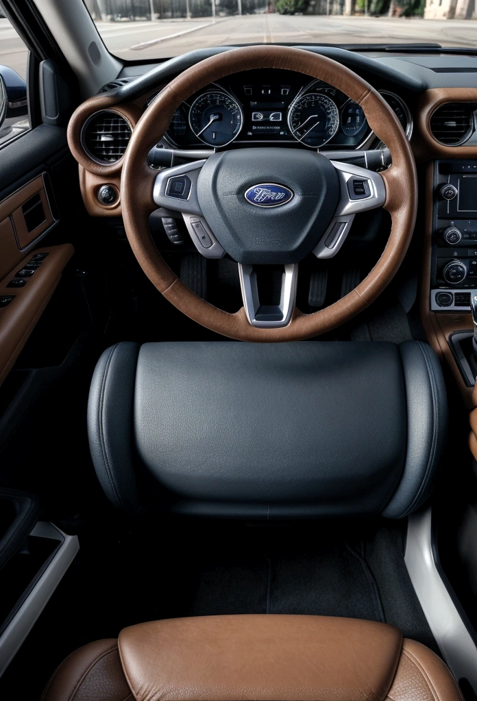 best quality, complete landscape, detailed textures, vibrant and natural colors, high photographic quality, A woman, 27 years old, white, medium black hair, wearing prescription glasses. Driving his Classic Ford Broncos, navy blue with caramel leather seats, in a city in the interior of Italy. Transformar em imagem estilo Pixar