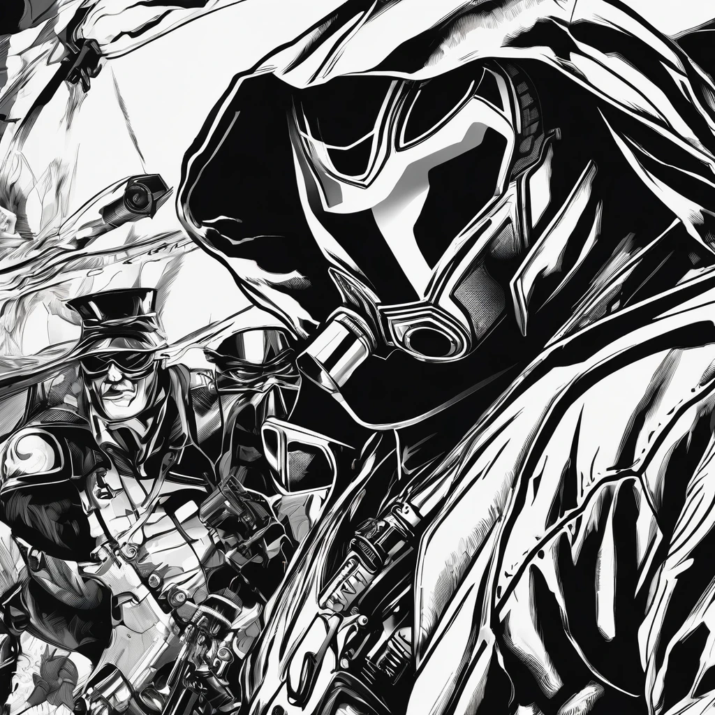 on a white background the vigilante's face appears laughing maniacally