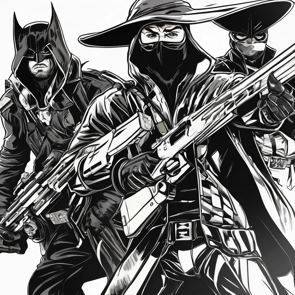 on a white background the vigilante&#39;s face appears laughing maniacally 