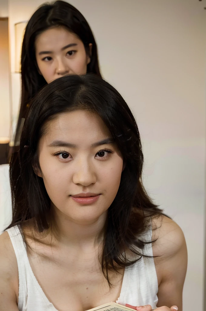 full body shot of a young girl with a black top and a black dress reading books, beautiful japanese girls face, japanese model, girl cute-fine-face, japanese facial features, by Tadashi Nakayama, young cute wan asian face, dark brown medium hair with bangs,, portrait of a japanese teen, extremely beautiful face, beautiful eyes, symmetric eyes , focus on face, whole body facing at the camera directly, by Torii Kiyomoto, beautiful delicate face, chiho, lovely delicate face break, full body, long leg, masterpiece, best quality, hyper-detailed, ultra-detailed, 8k, highres, high-resolution, realistic, photorealistic, realistic details, intricate detail, break, 