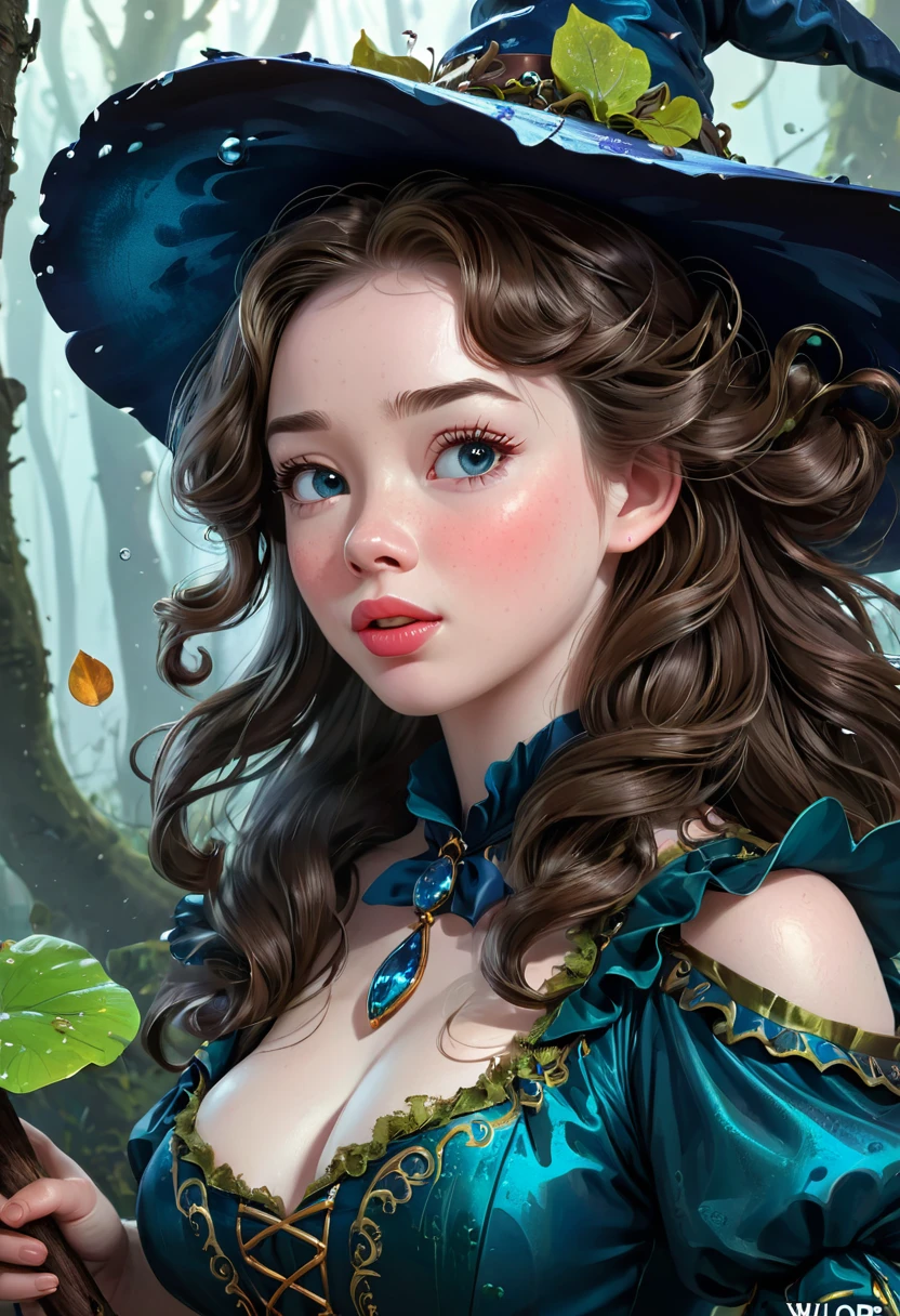 A fungus Witch. Anna Popplewell. Official Art, Award Winning Digital Painting, Digital Illustration, Extreme Detail, 4k, Ultra Hd, Rococo, Polished, Intricate, Realistic Fantasy Art, Sharp Focus, Concept Art, Art By Wlop, Artgerm, (2d Vector Illustration)
