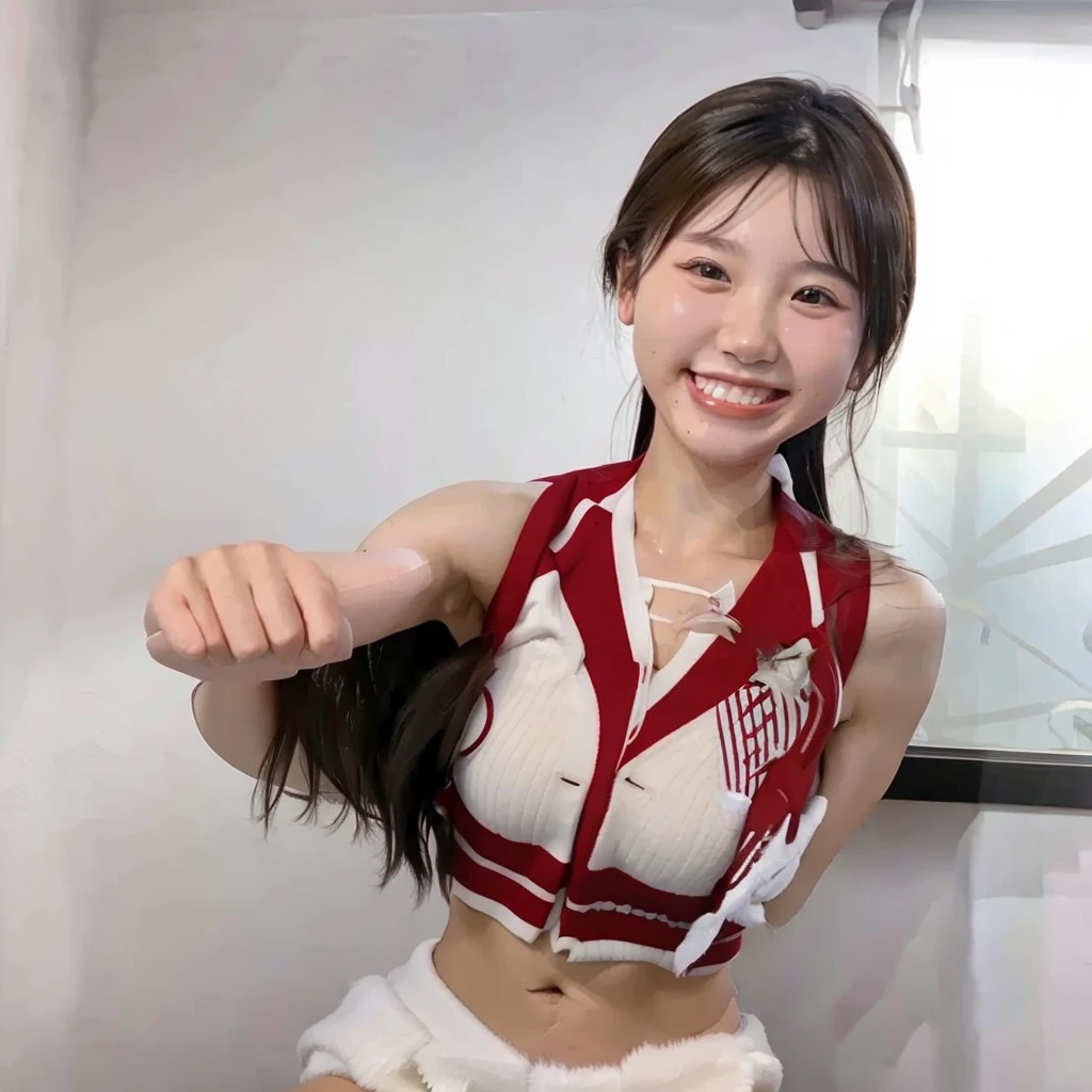 Smiling with nice white teeth and ripped with all body muscles taking selfie with a nice smooth face