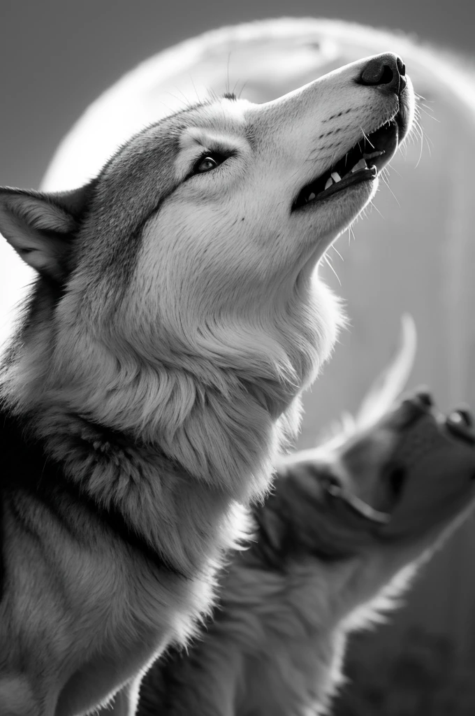 Wolf,Real,howling,Black and White,Sharp Eye