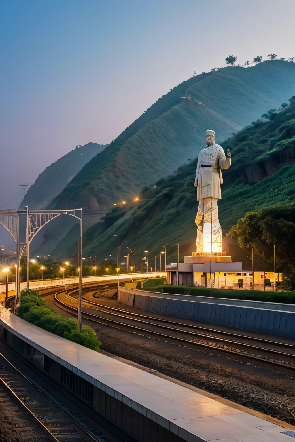 L&T company with statue of unity and train tracks ISRO