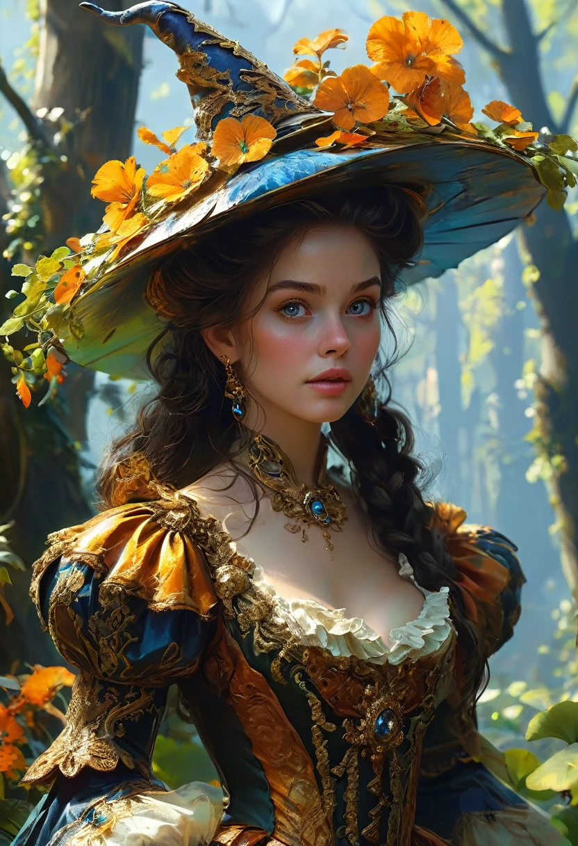 A fungus Witch. Anna Popplewell. Official Art, Award Winning Digital Painting, Digital Illustration, Extreme Detail, 4k, Ultra Hd, Rococo, Polished, Intricate, Realistic Fantasy Art, Sharp Focus, Concept Art, Art By Wlop, Artgerm, (2d Vector Illustration)
