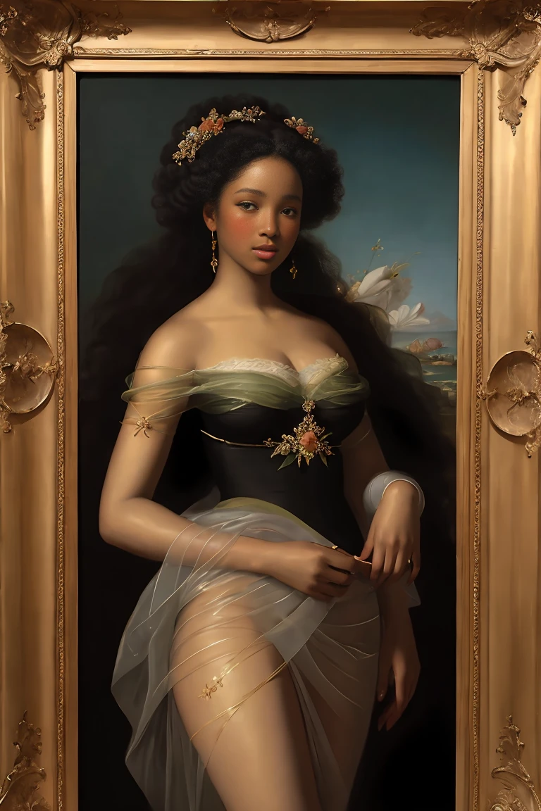 The Birth of Venus with ebony skin wearing a sheer dress, Paintings by Vigée Leblanc