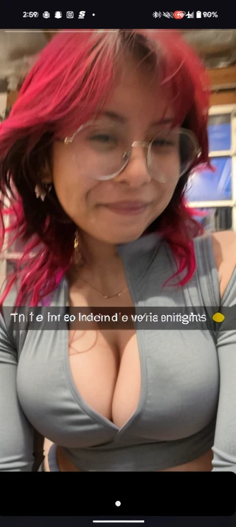 arafed woman with glasses and a gray shirt is looking at the camera, in a gym, working out, mia khalifa, instagram story, wearing fitness gear, chun li at the gym, snapchat story screenshot, in the high school gym, wearing bra, in a planet fitness, very sweaty, local gym, sweaty. steam in air, wearing a low cut tanktop, Big tits, huge tits, no clothes, sexy, cute, minimal clothes, thick nipples, nipple piercings, large areola, hard nipples, piercing through shirt, nipples hard through shirt, busty, major cleavage, naked, ripping through top, spilling over sides, bra too tight, giant , upper body zoom in, showing off huge , see through top, large areola showing, filipina, cute, nipples poking out, naked tits
