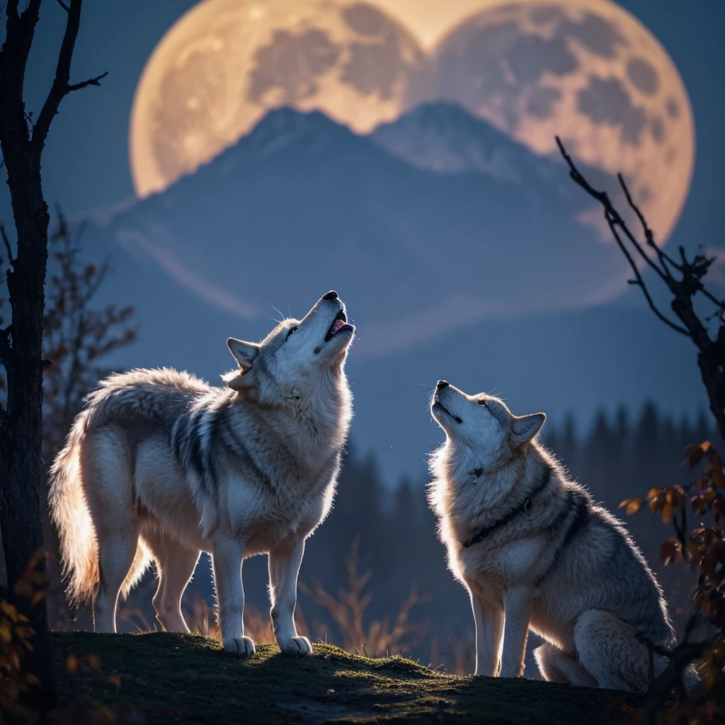 Wolf,howling,Real,full moon