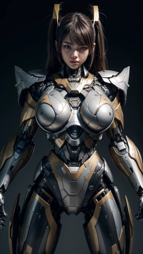 Textured skin, Super Detail, high details, High quality, Best Quality, hight resolution, 1080p, hard disk, Beautiful,(Super Heroine),Oppai Missile,beautiful cyborg woman,Mecha Cyborg Girl,Battle Mode,Girl with a Mecha Body,She wears a battle cyborg mech with a weapon,Fulll body Shot
