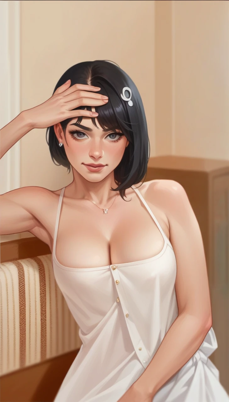 Create an image of a model confidently walking down a bustling urban street. She is wearing modern, stylish clothes that showcase the latest fashion trends. Her outfit combines bold patterns with sleek, minimalist elements, and she pairs it with fashionable accessories. The city background is vibrant, filled with life and movement, highlighting the dynamic energy of the scene.