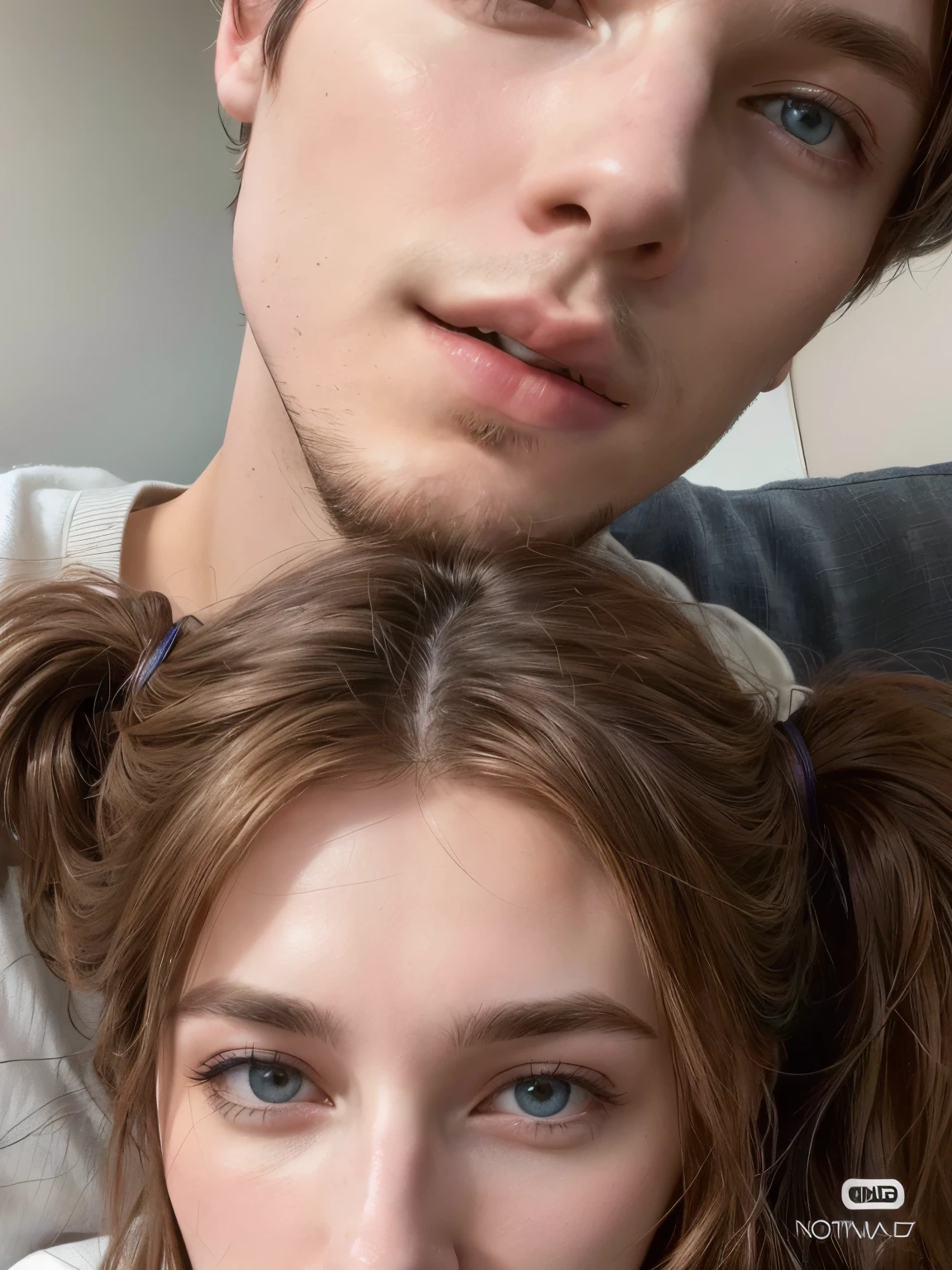 there is a man and a woman posing for a photo, perfect face and boy, they are brothers, Julia Hot, They are close to each other, Dasha Taran, Anato Finnstark. perfect faces, perfect faces, leaked image, Beautiful face and beautiful face, profile picture, 📷 absence and rumpleteazer