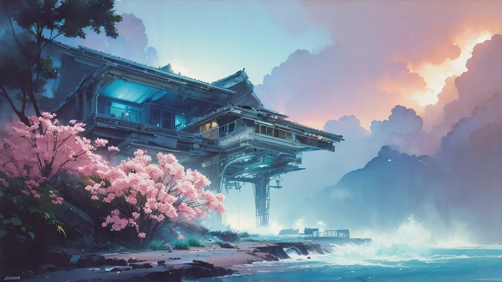 32k, Masterpiece, Highest quality, One girl, Detailed eyes, flower,Alstroemeria, Pink and light blue style,A dreamy, romantic piece,Pale yellow, Mysterious Leaves,A playful arrangement,Fantasy,High Contrast,Ink strokes,explosion,Exposure, Impression of pink and light blue tones,Abstract,((Watercolours by John Berkey and Jeremy Mann )) Brush strokes,Negative Space, Tyndall effect,