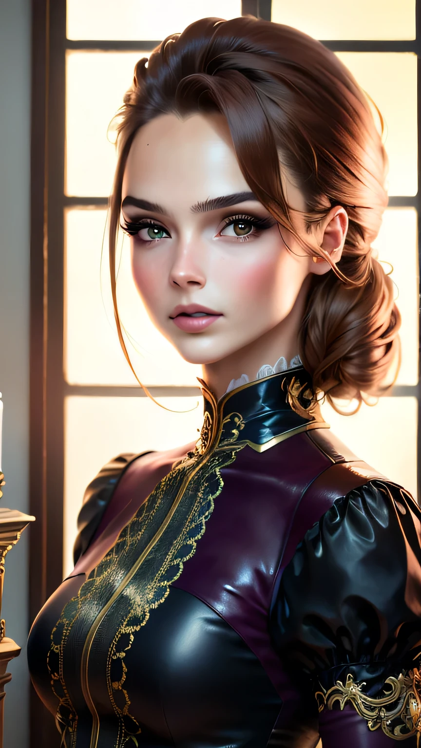 masterpiece, Highest quality, (8K wallpapers incorporating highly detailed CG), (Highest quality), (Best illustrations), (Best Shadow), (Stable Diffusion Model), Violet Evergarden, Sparkling, beautiful, victorian style bedroom, Dynamic Lighting, Written boundary depth､((Upper body portrait))､Upper body portrait