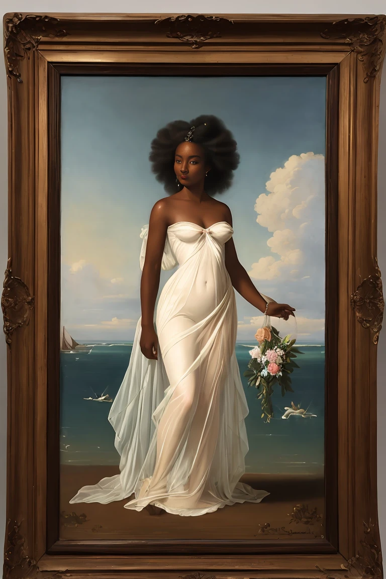 The Birth of Venus with ebony skin wearing a sheer dress, Paintings by Vigée Leblanc