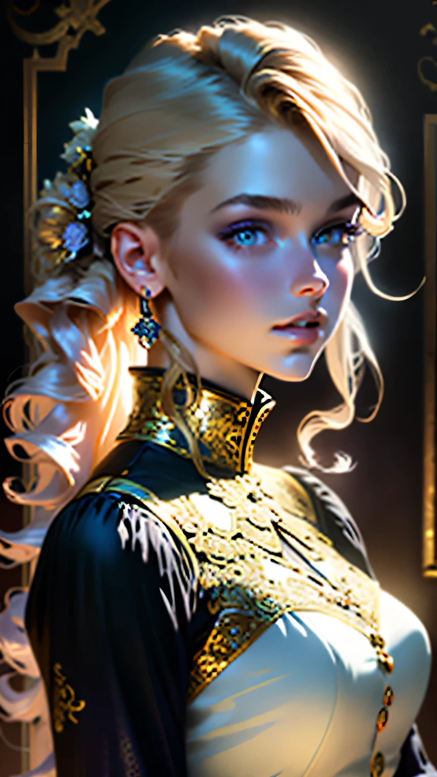 masterpiece, Highest quality, (8K wallpapers incorporating highly detailed CG), (Highest quality), (Best illustrations), (Best Shadow), (Stable Diffusion Model), Violet Evergarden, Sparkling, beautiful, victorian style bedroom, Dynamic Lighting, Written boundary depth、((Upper body portrait))、Upper body portrait