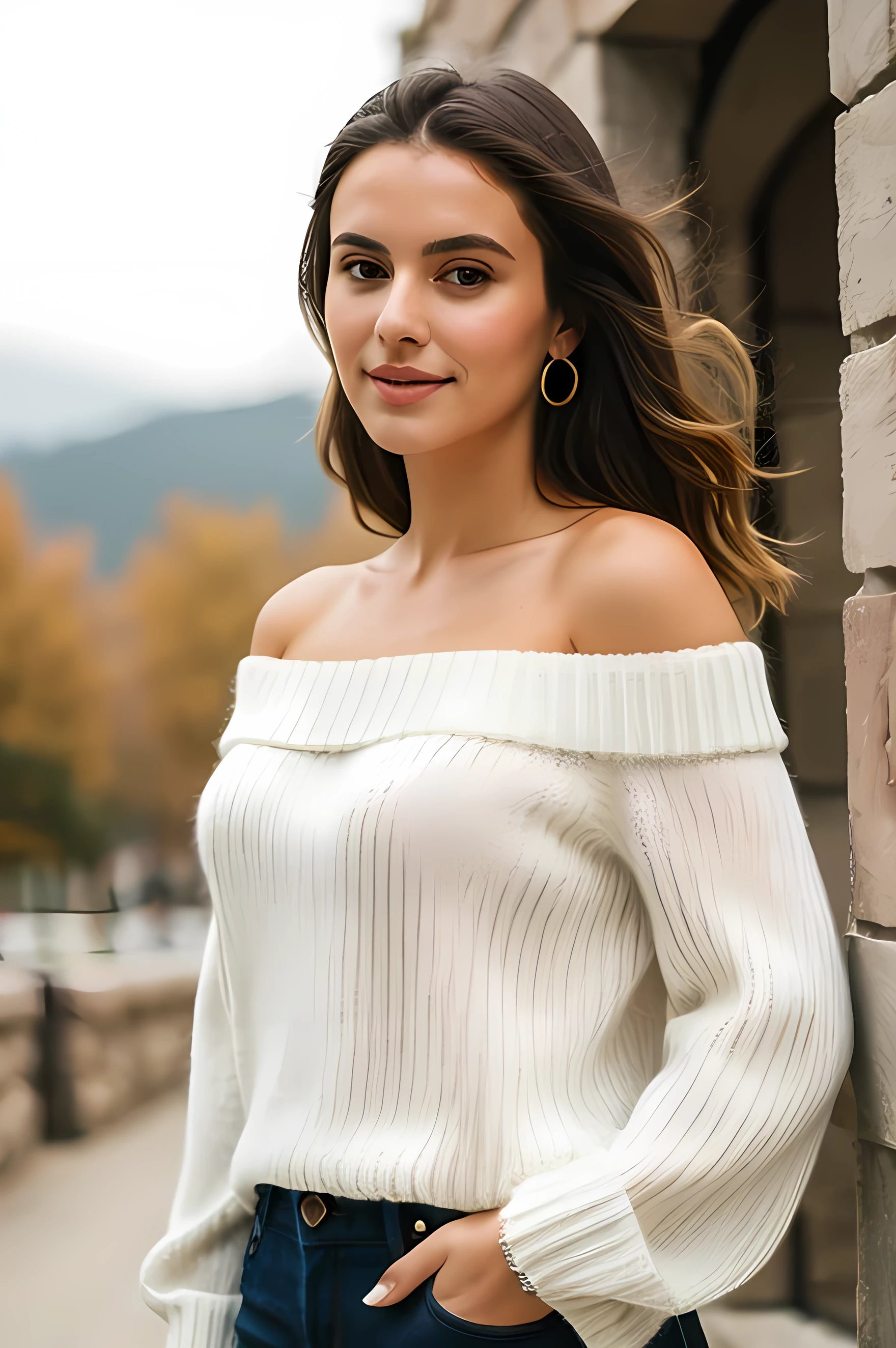 ((Best Quality)), ((Masterpiece)), (detailed), 1 girl, off shoulder sweater,