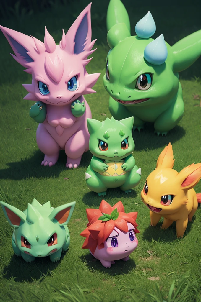 A Bulbasaur with my name Marcosr with background image and Pokémon like Delphox and Eevee 