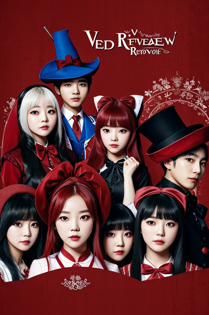Logo of the Korean group Red Velvet with Alice in Wonderland theme dark