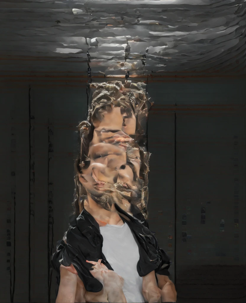 (Masterpiece, best quality, award winning, photorealistic, highres, UHD :1.4), portrait, sharp focus, upper shot, 1 European male, pretty model, skinny, slim figure, beautiful midriff, slender abs, realistic skin, realistic detailed man face, beautiful eyes, highly detailed realistic hair, attractive, stunning, ((photorealistic, realistic, super realistic, realism, realistic detail)), cropped camisole covered by 80' bomber jacket, at night, night street, night club, beautiful neon light, Tomek Lacky