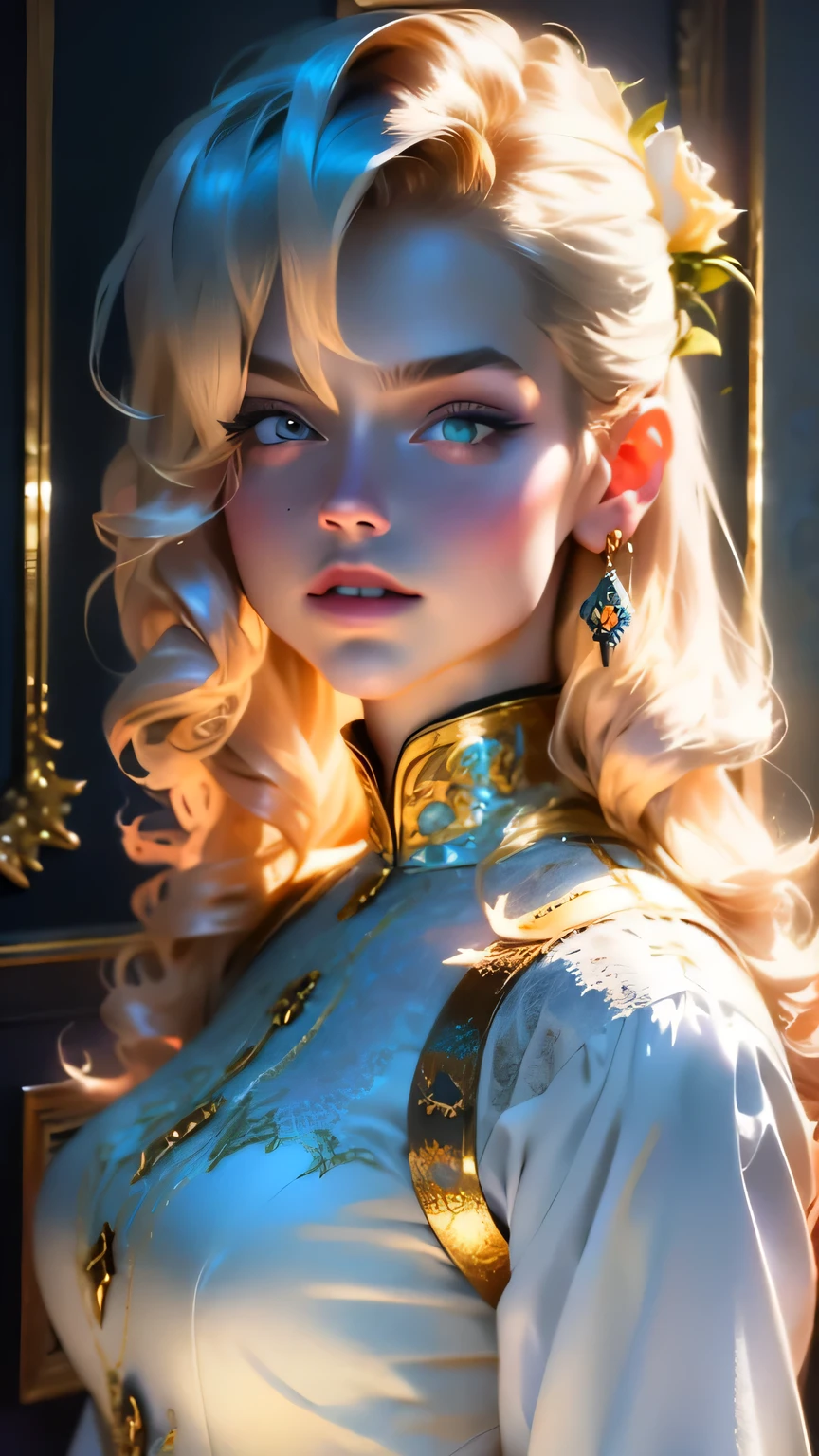 masterpiece, Highest quality, (8K wallpapers incorporating highly detailed CG), (Highest quality), (Best illustrations), (Best Shadow), (Stable Diffusion Model), Violet Evergarden, Sparkling, beautiful, victorian style bedroom, Dynamic Lighting, Written boundary depth、((Upper body portrait))、Upper body portrait