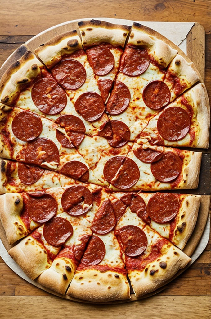 Pizzeria logo with futuristic drawing of pizza and a flame