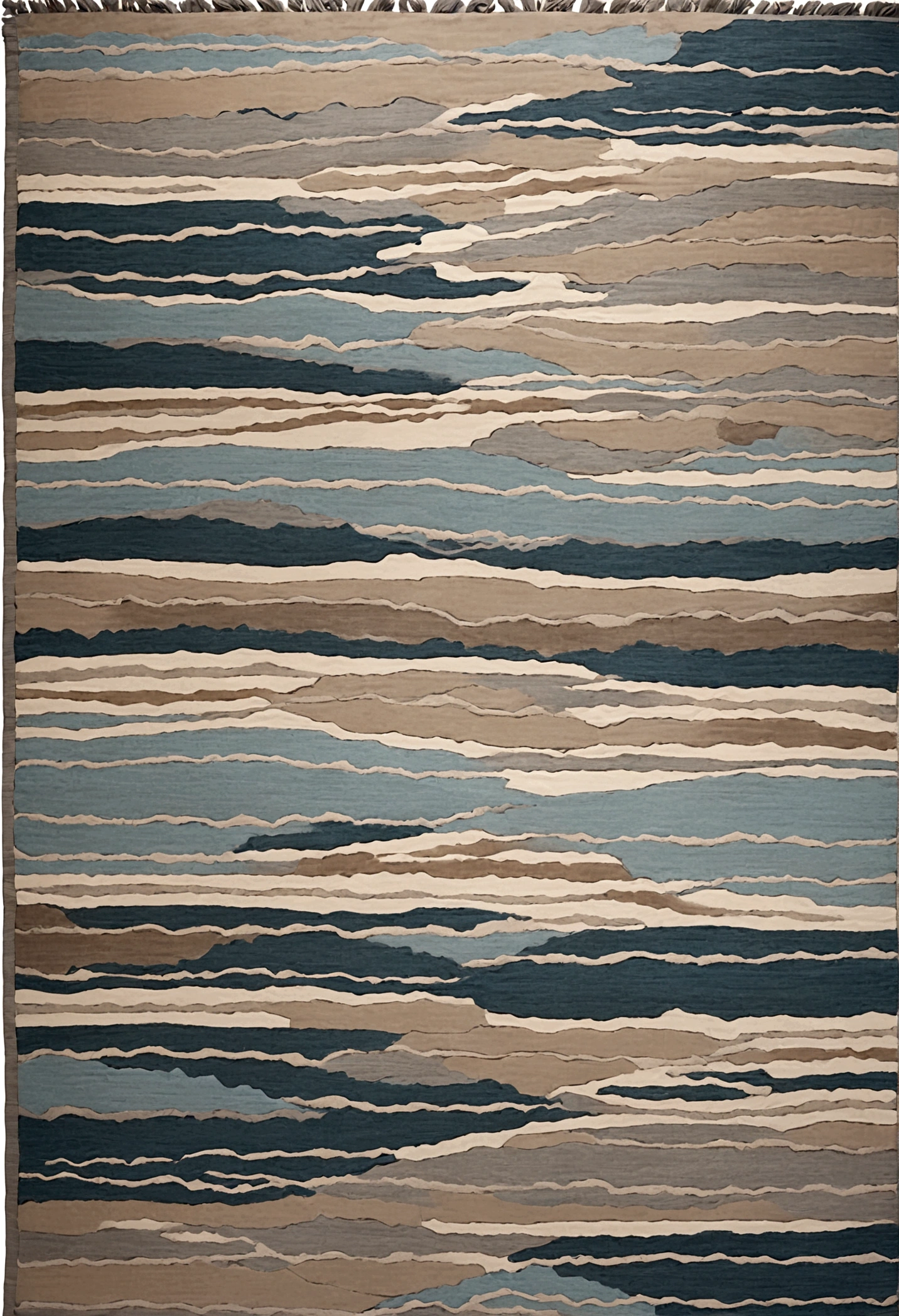 Deep and moody mineral-inspired hues and striking urban style meld together to define the Aireloom collection. The Intarsia rug features splashes of ivory, cerulean blue, tones of gray, and tan in a mottled abstract design.