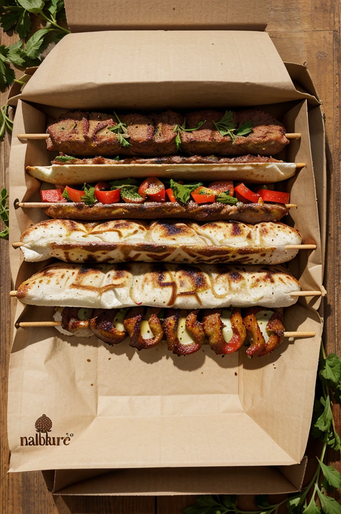 Create a kebab packaging design with a brand "kebab nature"
