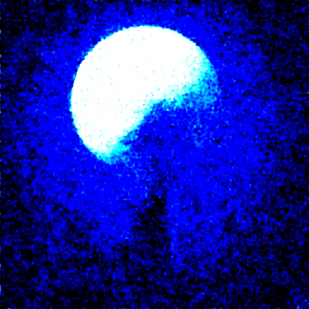 Big white moon,mar,woman with umbrella over water.