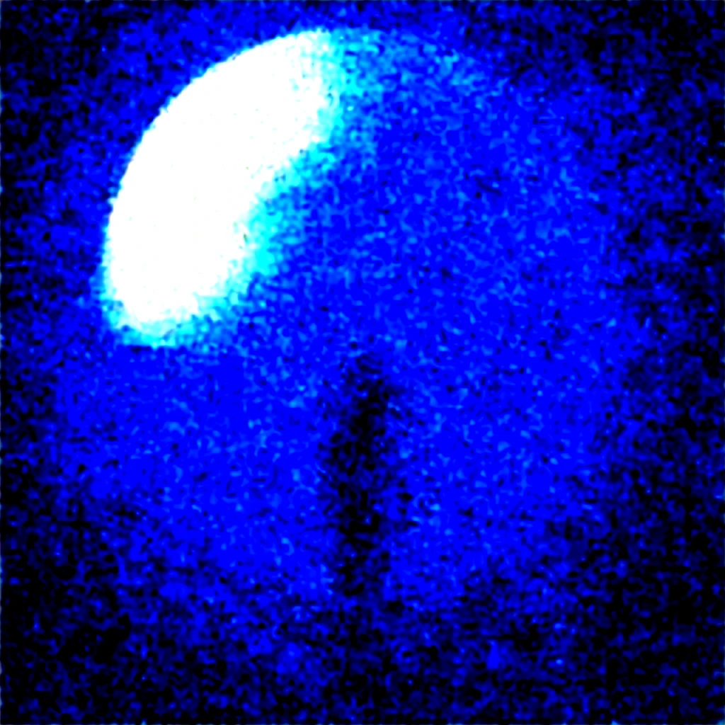 Big white moon,mar,woman with umbrella over water.