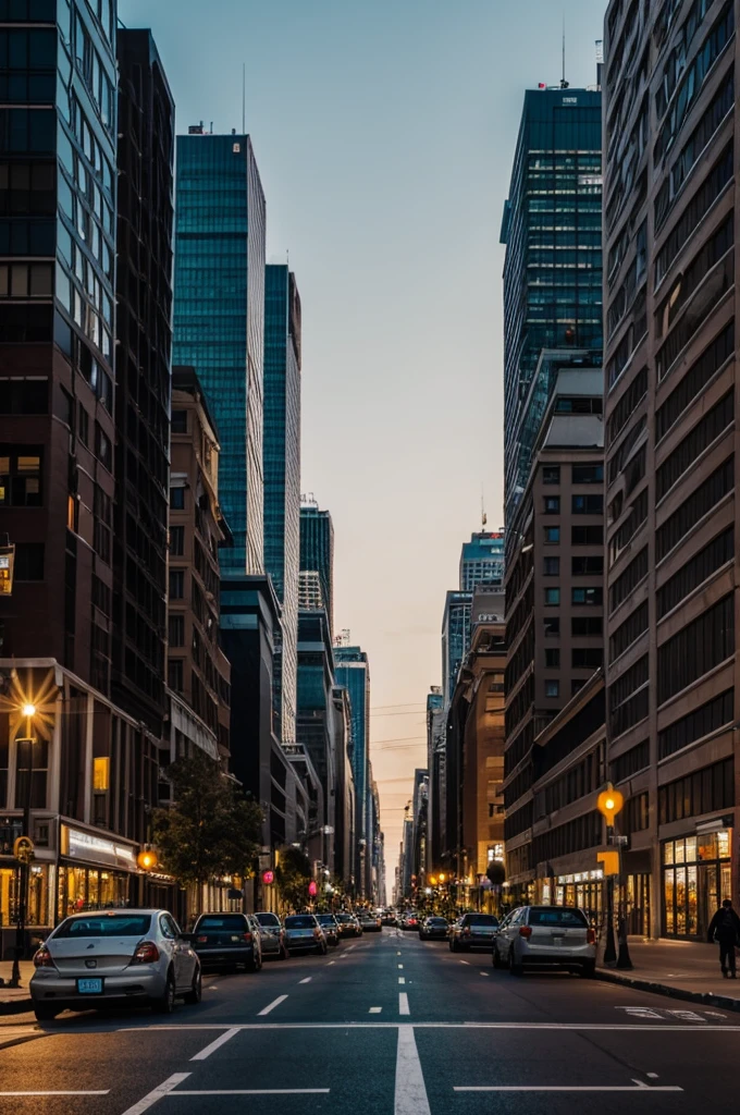 City streets at dusk 