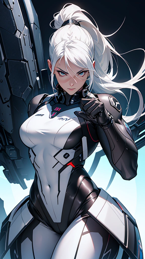 (((adult woman))), ((Best quality)), ((masterpiece)), (detailed: 1.4), (Absurd), warrior muscular adult woman of 35 years with micro thong in the style of Simon Bisley, perfect body, bare thighs, neckline, large breasts, blue 2-piece clothing, almost naked, long white hair, tattoo on the arms, cybernetic hand, pastel, centered, scale to fit the dimensions, HDR (High Dynamic Range), Ray Tracing,NVIDIA RTX,Super-Resolution,Unreal 5,Subsurface Dispersion, PBR Texture, Post-processing, Anisotropic Filtering, Depth of field, Maximum clarity and sharpness, Multilayer textures, Albedo and specular maps, Surface shading, Accurate simulation of light-material interaction, Perfect proportions, Octane Render, Two-tone lighting, Wide aperture, Low ISO, White balance, Rule of thirds, 8K RAW
