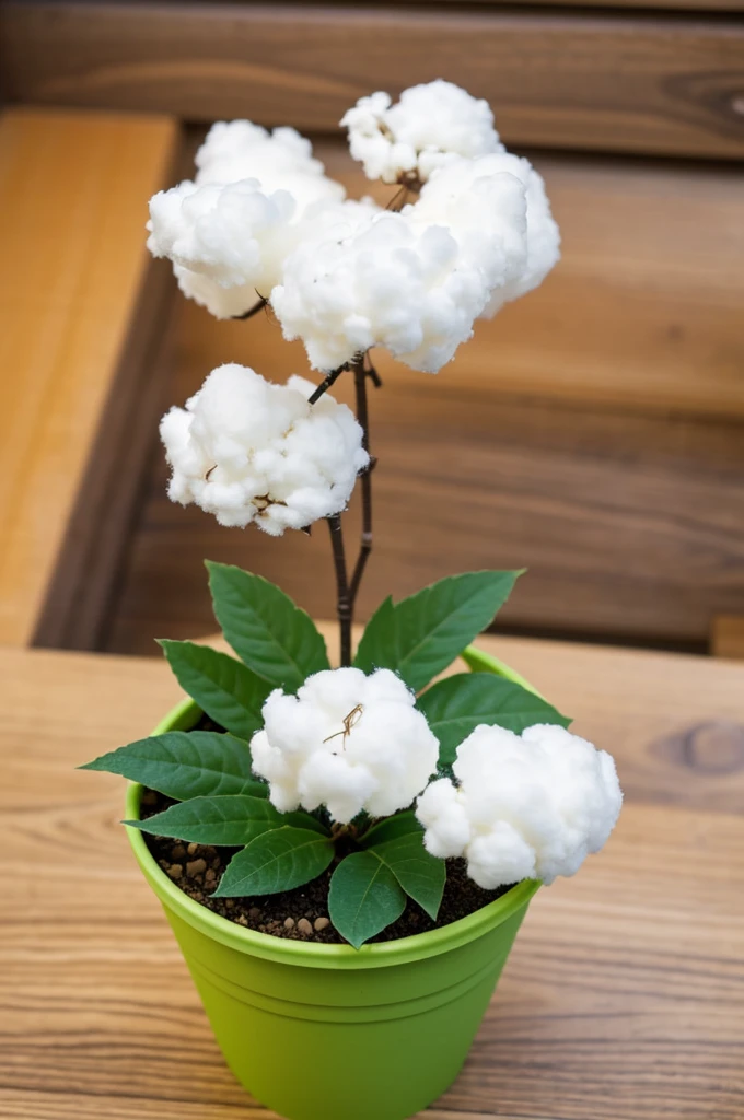 Create a plant that is just growing in a plastic cup with cotton wool at an angle that looks like I took it.