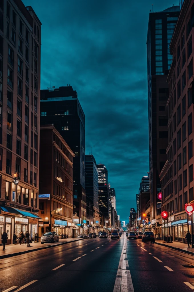 City streets at dusk