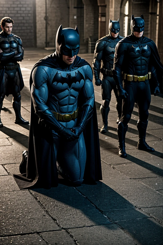 Everyone kneeling before Batman