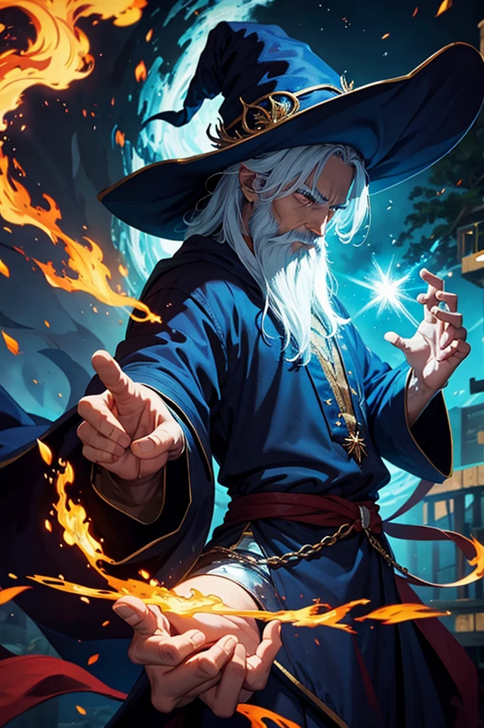 wizard man with a fire in his hand