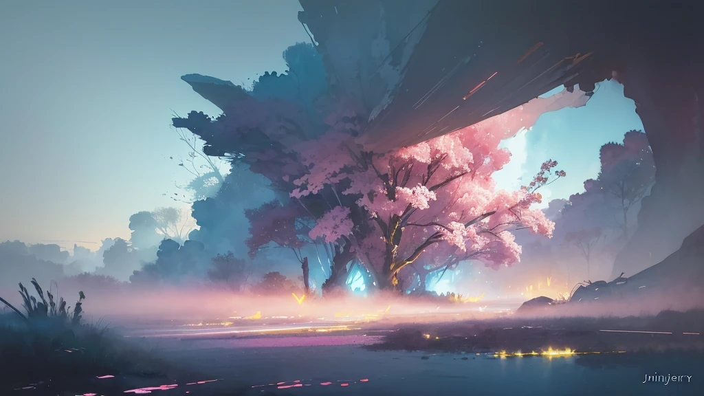32k, Masterpiece, Highest quality, One girl, Detailed eyes, flower,Alstroemeria, Pink and light blue style,A dreamy, romantic piece,Pale yellow, Mysterious Leaves,A playful arrangement,Fantasy,High Contrast,Ink strokes,explosion,Exposure, Impression of pink and light blue tones,Abstract,((Watercolours by John Berkey and Jeremy Mann )) Brush strokes,Negative Space, Tyndall effect,