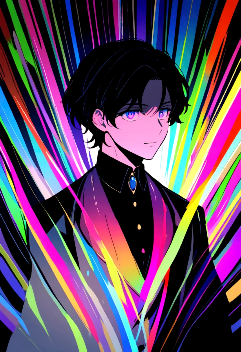 A man who knows very much about psychology he looks mysterious with a very calm and innocent face anime and also show his half of body in which he is very well dressed
