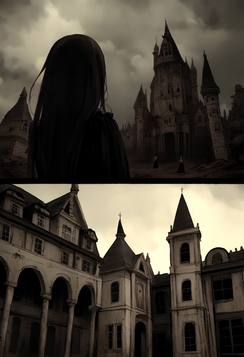 A damsel in distress, horror movie scene, A beautiful young woman is threatened by Nosferatu.. Old dark castle, victorian era