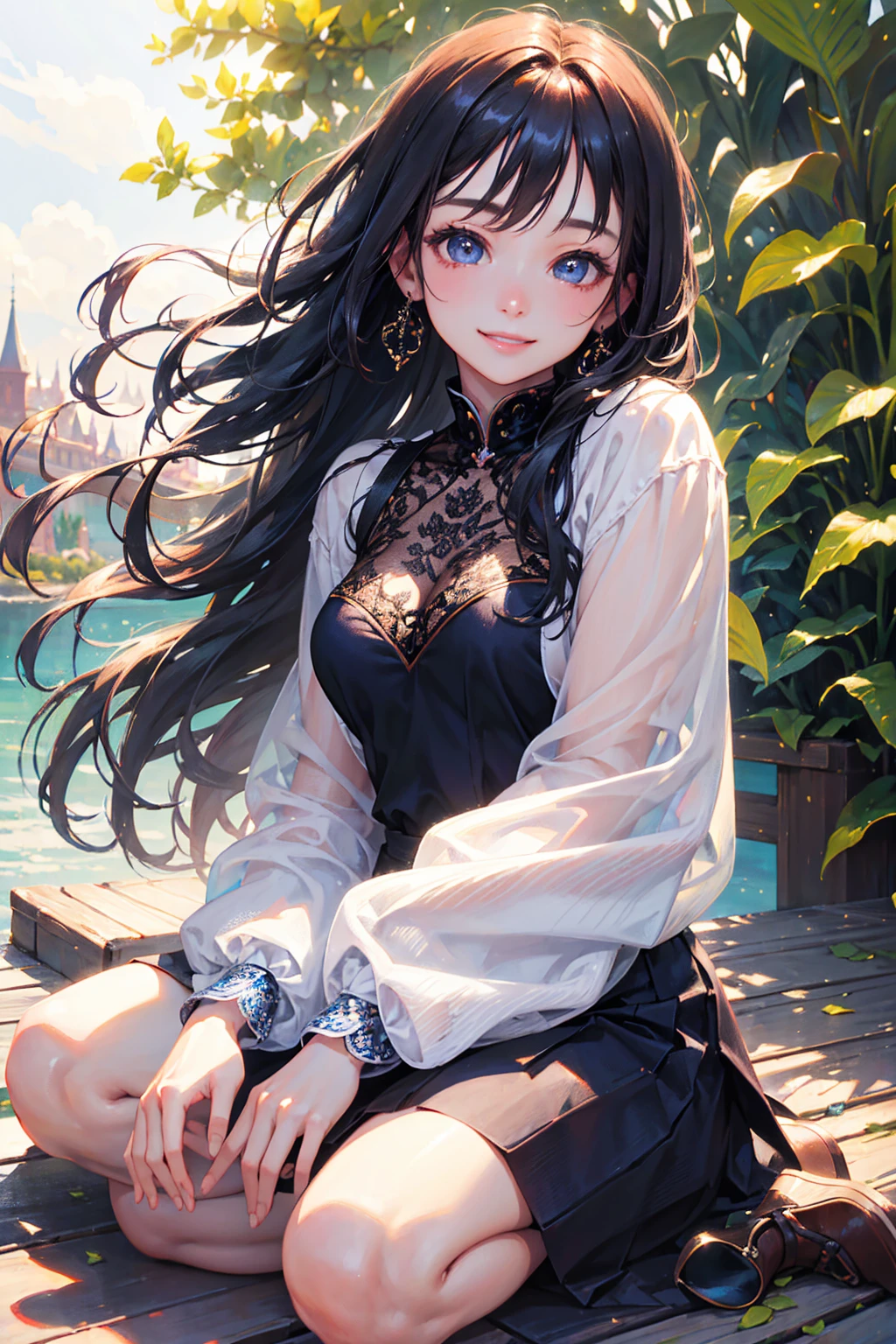 Photorealistic、Highest quality、Highest Resolution、Highest quality、８Ｋ、1人のBeautiful woman、Beautiful woman、Beautiful woman、Delicate face、smile、Smile、looks fun、Upscaling、Beautiful background、