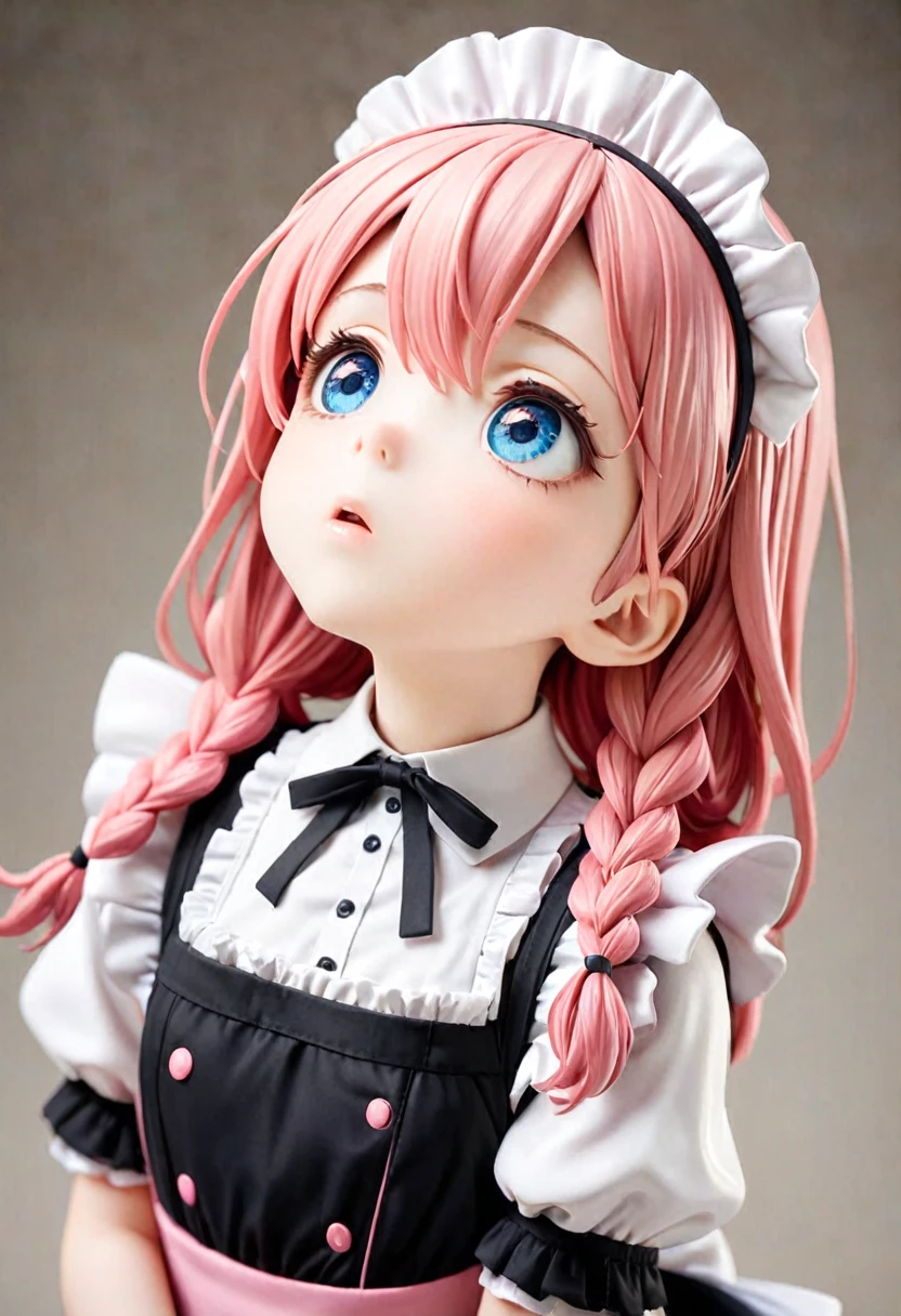 Happy eyes, cute chubby toddler farm girl, pink hair, short hair, blind box toy style, American propaganda poster, bloom, framed, bokeh, Hasselblad, Eye-Level Shot, 16k, 16k, super detail, high quality, award winning, high details, masterpiece