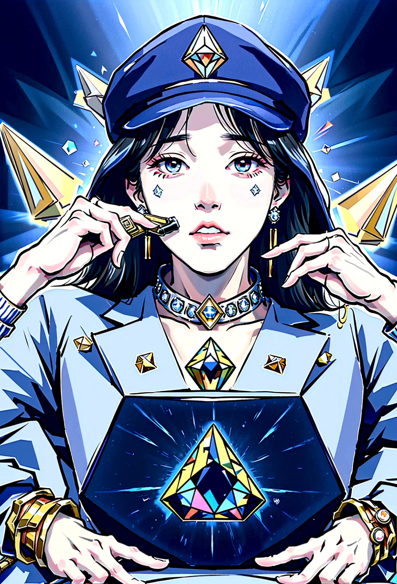 Cute puppy、Bitcoin、Cryptocurrency、rich、sunglasses、hat、hatのロゴに「D」It says in large letters:、Dynamic Jumps、Real、photograph、8K、cigar(((Too big diamond 1：9)))、Riding on a big diamond、Gold bars covering the entire wall、Jewels overflowing from a treasure chest(((D mark)))