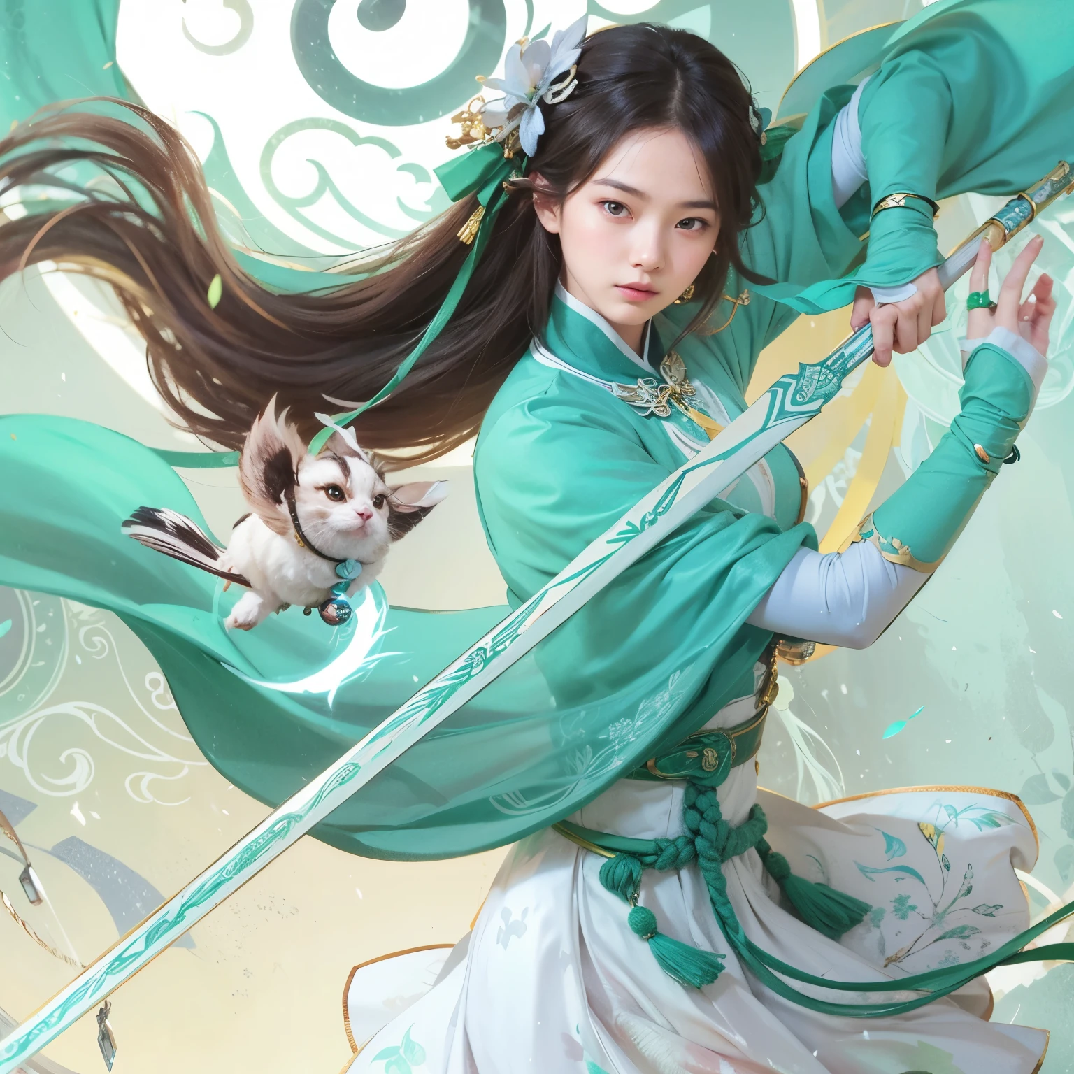 anime girl with a sword and, beautiful young wind spirit, zhao yun, g liulian art style, artgerm and atey ghailan, anime fantasy illustration, xianxia hero, artgerm and ruan jia, inspired by Guan Daosheng, onmyoji detailed art, palace