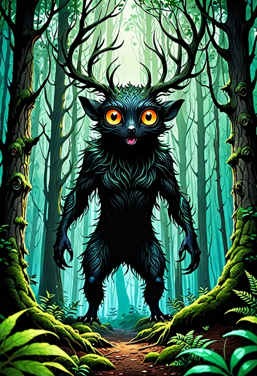 Unidentified creatures lurking in the forest、Has wide eyes、Captivating Appearance、
BRAEK's body is made up of countless tree roots、
BRAEK The forest is dark and the trees are buying、Looks like they're about to attack