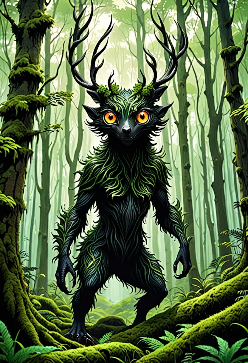 Unidentified creatures lurking in the forest、Has wide eyes、Captivating Appearance、
BRAEK's body is made up of countless tree roots、
BRAEK The forest is dark and the trees are buying、Looks like they're about to attack