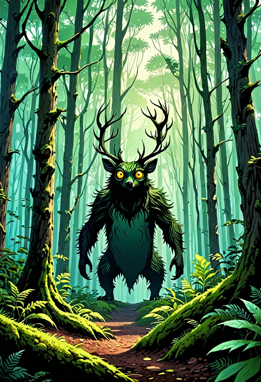 Unidentified creatures lurking in the forest、Has wide eyes、Captivating Appearance、
BRAEK's body is made up of countless tree roots、
BRAEK The forest is dark and the trees are buying、Looks like they're about to attack