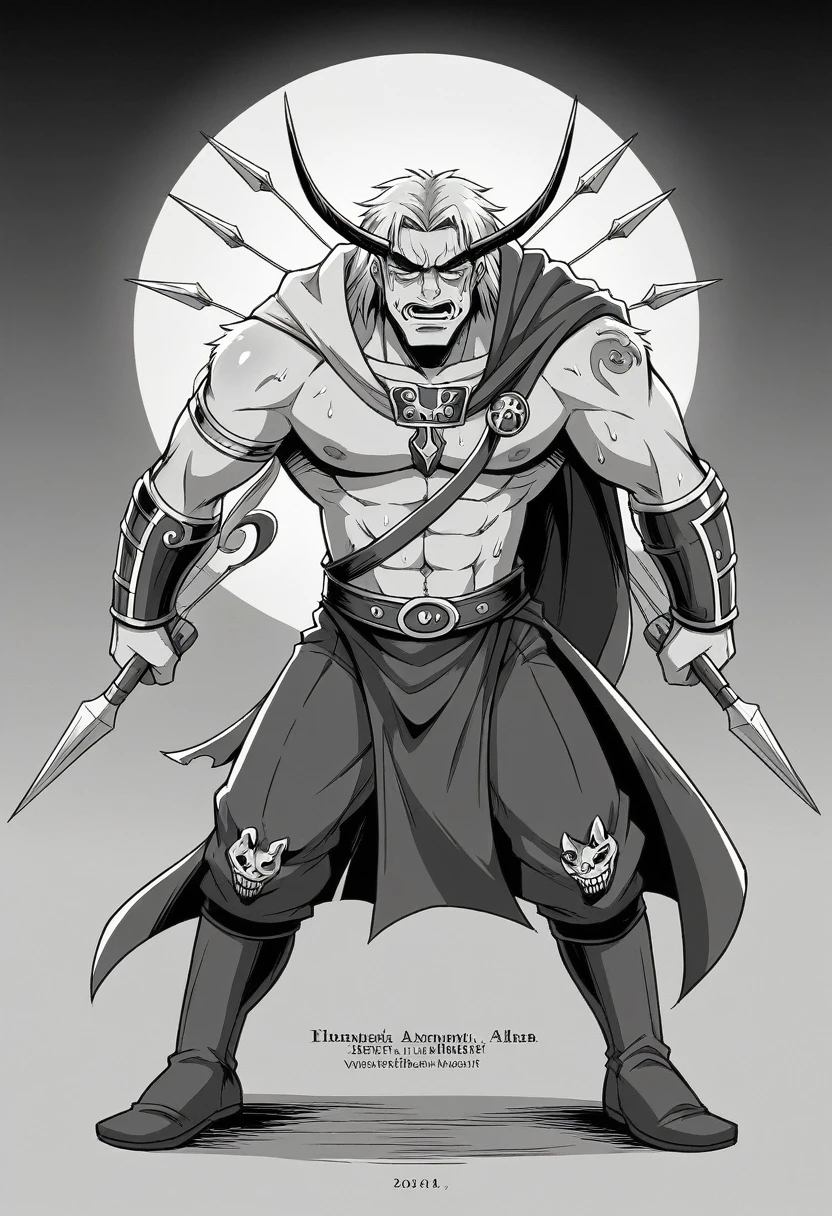 a cartoon of a man with a beard and a large axe, with axe, male warrior, with an axe, beefcake pose, gigachad muscular, male centaur centaur chimera, male art, technoviking male with no shirt, pinup. lord of daggers, with a two handed axe, muscular male hero, mid-shot of a hunky