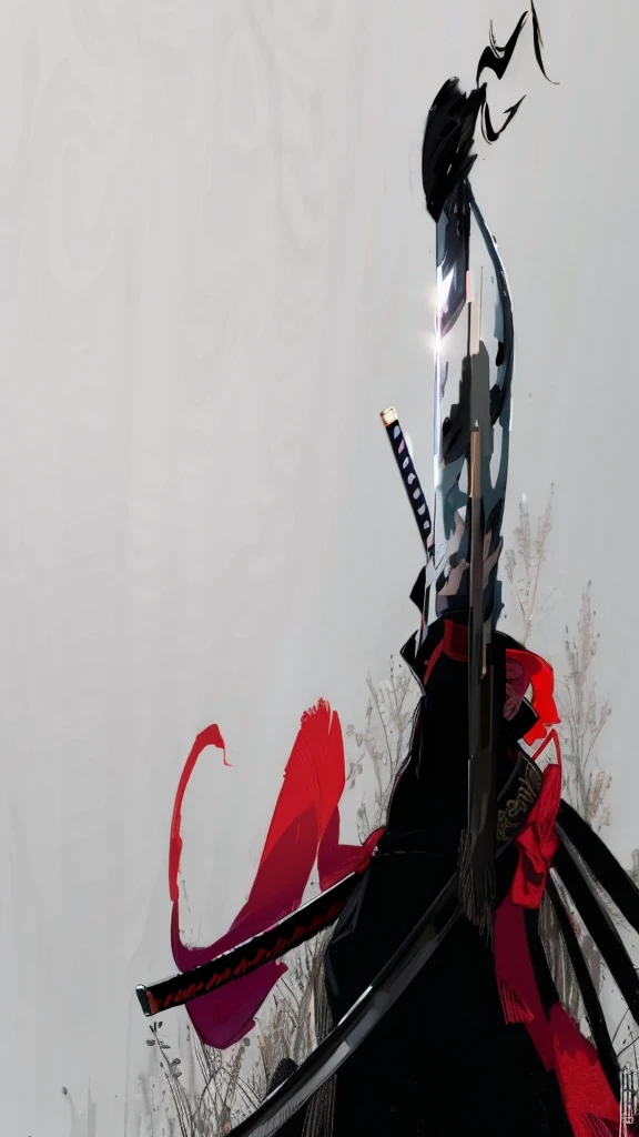 arafed image of a man with a sword and a red ribbon, 4 k manga wallpaper, 4 k wallpaper, 4 k wallpaper, inspired by Kanō Hōgai, 坏蛋动漫8 K, inspired by Kanō Sanraku, Roronoa zoro, 4k anime wallpaper, Benedick Bana, samurai urban, miyamoto musashi
