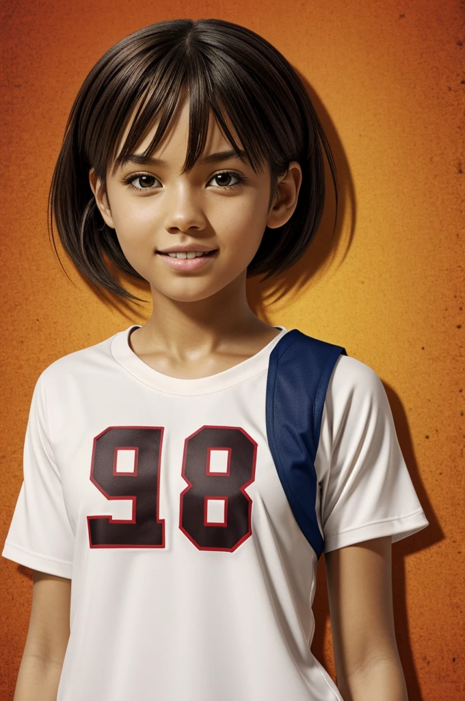 Young girl character, haikyu, with shirt with the number 9, baloncesto, slightly brown skin